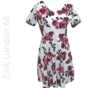 ZINK London size S (Off) White red purple pink floral dress short sleeves